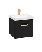 FREYA Wall Hung 50cm Single Drawer Unit Matt Black &amp; Handle image