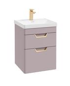 FREYA Wall Hung 50cm Two Drawer Unit Matt Cashmere Pink &amp; Handles