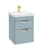 FREYA Wall Hung 50cm Two Drawer Unit Matt Morning Sky Blue &amp; Handles image