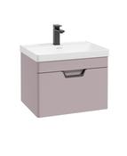 FREYA Wall Hung 60cm Single Drawer Unit Matt Cashmere Pink &amp; Handle image