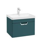 FREYA Wall Hung 60cm Single Drawer Unit Matt Ocean Blue &amp; Handle image