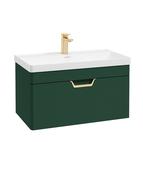 FREYA Wall Hung 80cm Single Drawer Unit Matt Wreath Green &amp; Handle image