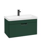FREYA Wall Hung 80cm Single Drawer Unit Matt Wreath Green &amp; Handle image