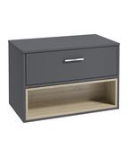 MALMO Wall Hung 80cm Single Drawer Countertop Unit Matt Midnight Grey &amp; Handle image