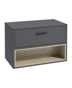MALMO Wall Hung 80cm Single Drawer Countertop Unit Matt Midnight Grey &amp; Handle image