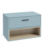 MALMO Wall Hung 80cm Single Drawer Countertop Unit Matt Morning Sky Blue &amp; Handle image