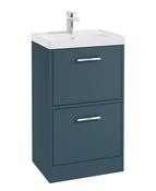 FINLAND Floorstanding 50cm Two Drawer Unit Matt Ocean Blue &amp; Handle image