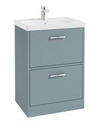 FINLAND Floorstanding 60cm Two Drawer Unit Matt Coral Green &amp; Handle image
