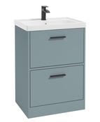 FINLAND Floorstanding 60cm Two Drawer Unit Matt Coral Green &amp; Handle image