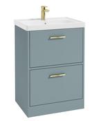 FINLAND Floorstanding 60cm Two Drawer Unit Matt Coral Green &amp; Handle image