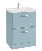 FINLAND Floorstanding 60cm Two Drawer Unit Matt Morning Sky Blue &amp; Handle image