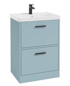FINLAND Floorstanding 60cm Two Drawer Unit Matt Morning Sky Blue &amp; Handle image