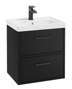 FINLAND Wall Hung 50cm Two Drawer Unit Matt Black &amp; Handles image