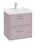 FINLAND Wall Hung 50cm Two Drawer Unit Matt Cashmere Pink &amp; Handles image