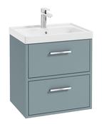 FINLAND Wall Hung 50cm Two Drawer Unit Matt Coral Green &amp; Handles image