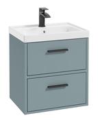 FINLAND Wall Hung 50cm Two Drawer Unit Matt Coral Green &amp; Handles image