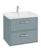 FINLAND Wall Hung 60cm Two Drawer Unit Matt Coral Green &amp; Handles image
