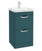 FREYA Floorstanding 50cm Two Drawer Unit Matt Ocean Blue &amp; Handles image