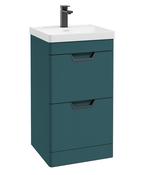 FREYA Floorstanding 50cm Two Drawer Unit Matt Ocean Blue &amp; Handles image