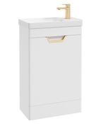FREYA Floorstanding 55cm Single Door Cloakroom Unit Matt White &amp; Handle image