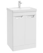 FREYA Floorstanding 60cm Two Door Unit Matt White &amp; Handles