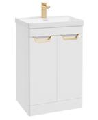 FREYA Floorstanding 60cm Two Door Unit Matt White &amp; Handles