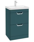FREYA Floorstanding 60cm Two Drawer Unit Matt Ocean Blue &amp;  Handles image