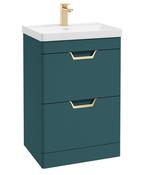 FREYA Floorstanding 60cm Two Drawer Unit Matt Ocean Blue &amp;  Handles image