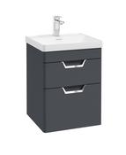 FREYA Wall Hung 50cm Two Drawer Unit Matt Night Sky Blue &amp; Chrome Handles image