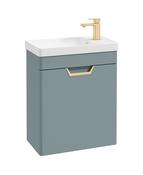 FREYA Wall Hung 55cm Single Door Cloakroom Unit Matt Coral Green &amp; Handle image