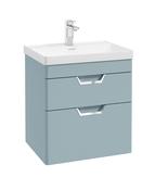 FREYA Wall Hung 60cm Two Drawer Unit Matt Morning Sky Blue &amp; Handles image