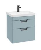 FREYA Wall Hung 60cm Two Drawer Unit Matt Morning Sky Blue &amp; Handles image