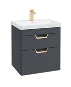 FREYA Wall Hung 60cm Two Drawer Unit Matt Night Sky Blue &amp; Handles image