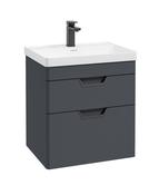 FREYA Wall Hung 60cm Two Drawer Unit Matt Night Sky Blue &amp; Handles image