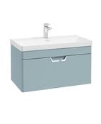 FREYA Wall Hung 80cm Single Drawer Unit Matt Morning Sky Blue &amp; Handle image
