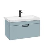 FREYA Wall Hung 80cm Single Drawer Unit Matt Morning Sky Blue &amp; Handle image