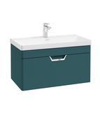 FREYA Wall Hung 80cm Single Drawer Unit Matt Ocean Blue &amp; Handle image