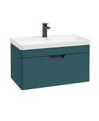 FREYA Wall Hung 80cm Single Drawer Unit Matt Ocean Blue &amp; Handle image