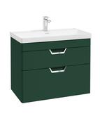 FREYA Wall Hung 80cm Two Drawer Unit Matt Wreath Green &amp; Handles image