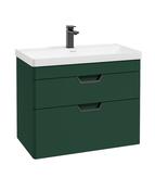 FREYA Wall Hung 80cm Two Drawer Unit Matt Wreath Green &amp; Handles image