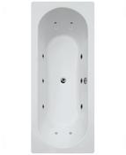 CLOVER Double Ended 12 Chrome Jet Whirlpool Bath White image