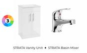 SONAS Strata Floorstanding 60 cm Two Doors Vanity Unit &amp; Basin + Strata Basin Mixer Chrome Bundle image
