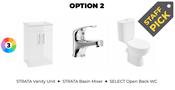 SONAS Strata Floorstanding 60 cm Two Door Vanity Unit &amp; Strata Basin Mixer Chrome &amp; Select Open Back  WC Bundle image