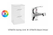 SONAS Strata Floorstanding 50 cm Two Drawer Vanity Unit &amp; Strata Basin Mixer Chrome Bundle image