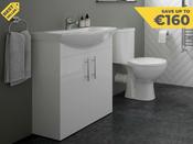 SONAS Strata Classic 55cm Floorstanding Two Door Vanity Unit &amp; Basin Mixer Bundle image