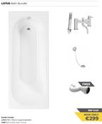 SONAS Lotus1700x700mm Single Ended Bath &amp; Core Bath Shower Mixer, Chrome &amp;  Sonas Tidy Bath Waste &amp; Select 40mm Bath Tap (FREE) Bundle image
