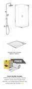 SONAS Strata Round Thermostatic Shower &amp; Strata Corner Entry Shower Door &amp; Kristal Low Profile Square Shower Tray &amp; Sonas Safe Seal 2m Roll (FREE) Bu image
