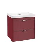 SONAS Lumiere Wall Hung 60cm Two Drawer Vanity Unit-Reed Basin Ruby Fern &amp; Handles