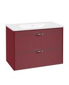 SONAS Lumiere Wall Hung 80cm Two Drawer Vanity Unit - Shadow Basin Ruby Fern &amp; Handles