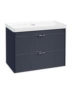 SONAS Lumiere Wall Hung 80cm Two Drawer Vanity Unit-Reed Basin Cobalt Night &amp; Handles